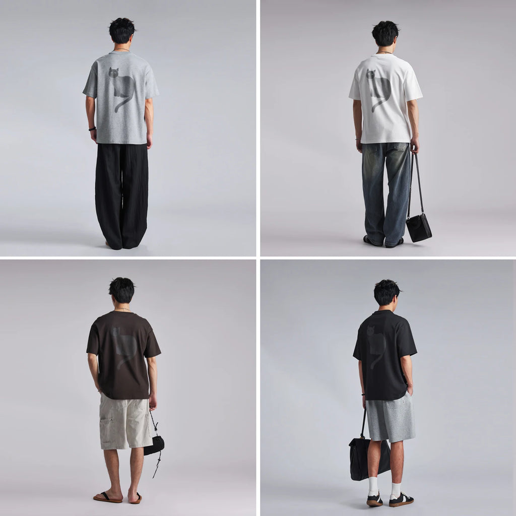 Fashion Men's Cat Letter Print T-Shirt 2026 Summer Loose Comfortable Breathable Casual Couple Short Sleeve Tops