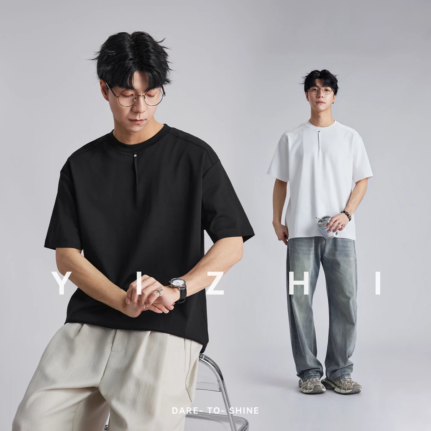 Fashion Men's Minimalist Henley Neck T-shirt 2026 Summer Loose Raglan Sleeve Solid Color Soft Casual Commuter Short Sleeve Tops