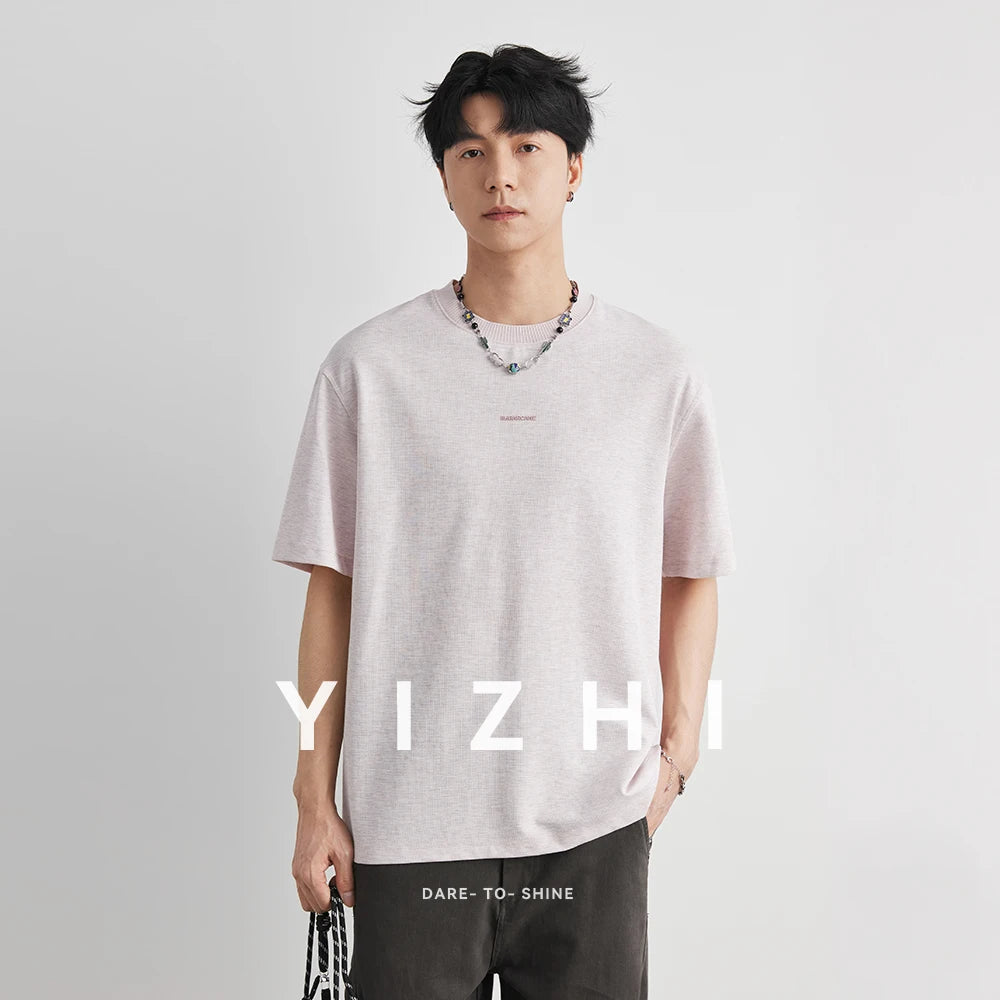 Men's Lyocell Cityboy Minimal Logo T-shirt 2026 Summer New Crew Neck Loose Solid Basic Bottoming Short Sleeve