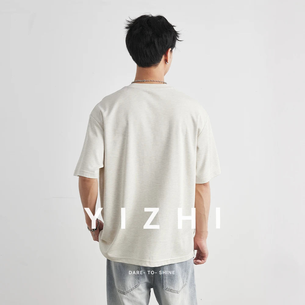 Men's Heavyweight 210g Modal Chinese Style Horse Print T-Shirt 2026 Summer Crew Neck Loose Soft Breathable Short Sleeve