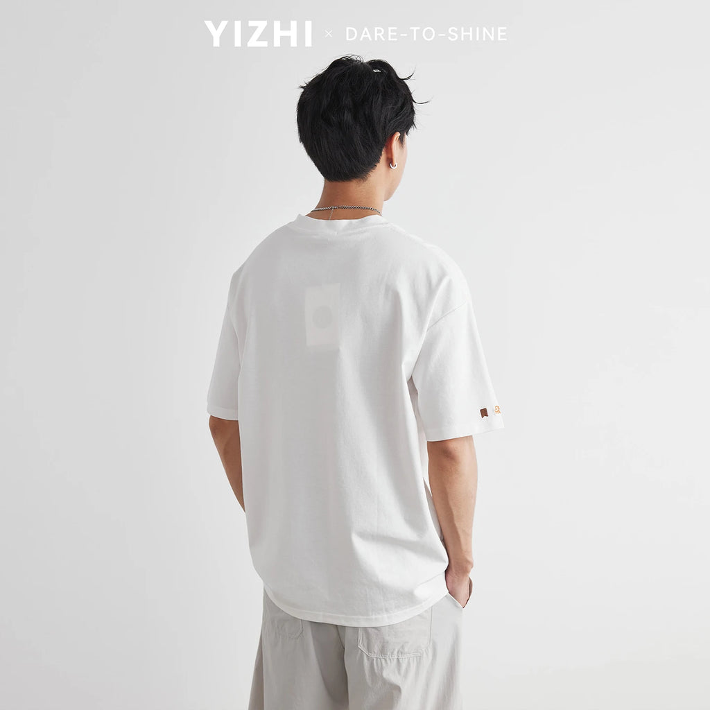 Fashion Men's Heavyweight 230g Embroidered T-Shirt 2026 Summer New Crew Neck Loose Casual Versatile Short Sleeve Top